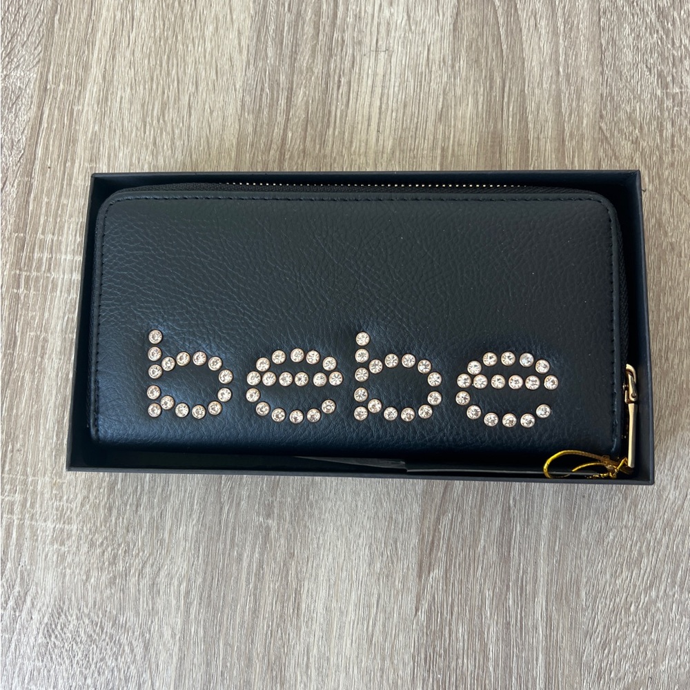 Bebe Black Wallet with Gold Accents